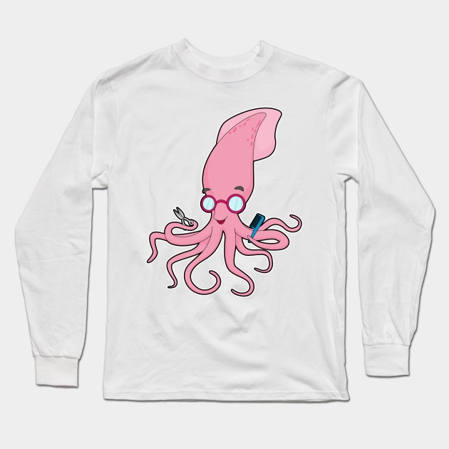 Squid Hairdresser Scissors Long Sleeve T-Shirt by Markus Schnabel